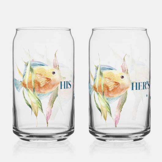 HIS & HER'S BEACH TOWN, WATERVERF TROPICAL FISH BLIKVORM GLAS (Achterkant)