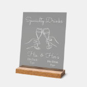 His & Hers Drinks - Special Wedding Drink Bar Sign Acryl Bord (Hoek)