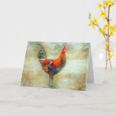 "His Majesty" Rooster Greeting Card/Note Card Kaart (Gele Bloem)