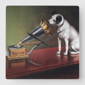 HIs Master's Voice  Kleur Vierkante Klok (Voorkant)