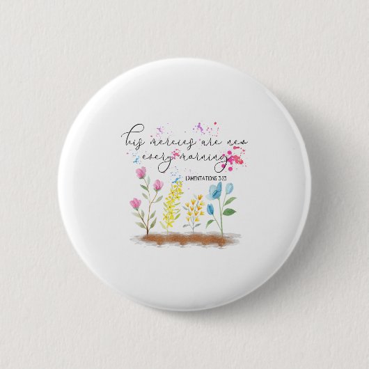 His Mercies Are New Every Morning Religious Christ Ronde Button 5,7 Cm (Voorkant)