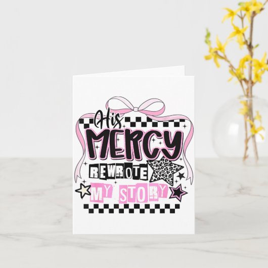 His Mercy Rewrote My Story Christian  Kaart (Gele Bloem)