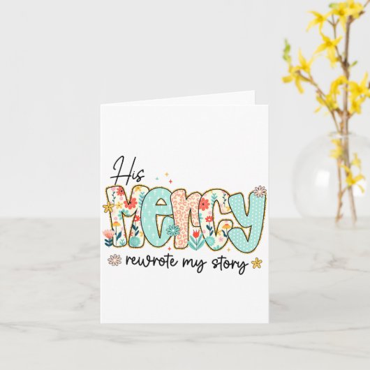 His Mercy Rewrote My Story Jesus Christian Faith R Kaart (Gele Bloem)