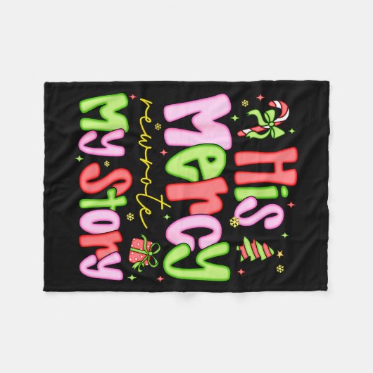 His Mercy Rewrote My Story Merry Christmas Christi Fleece Deken (Voorkant (Horizontaal))