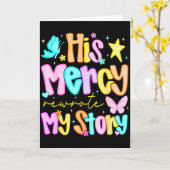 His Mercy Rewrote My Story Merry Christmas Christi Kaart (Gele Bloem)