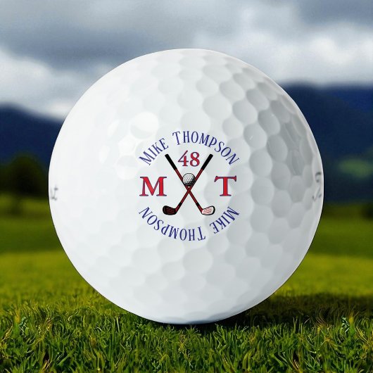 His Name, Initials and Age - monogrammed Golfballen