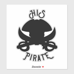 HIS Pirate Black Crossbones Skull & Sword Sticker