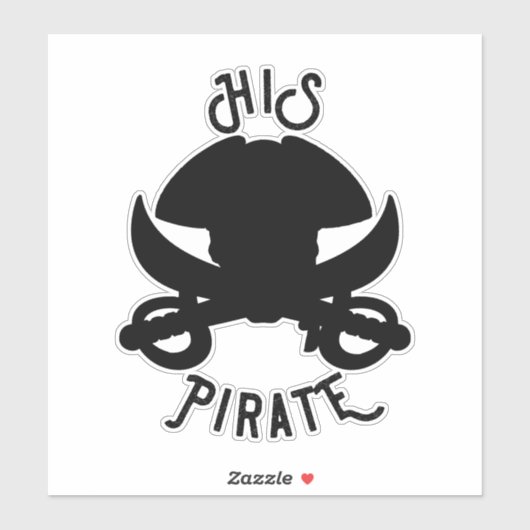 HIS Pirate Black Crossbones Skull & Sword Sticker (Vel)