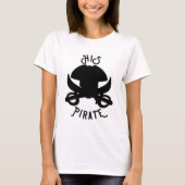 HIS Pirate Black Crossbones Skull & Sword White T-shirt (Voorkant)