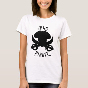 HIS Pirate Black Crossbones Skull & Sword White T-shirt