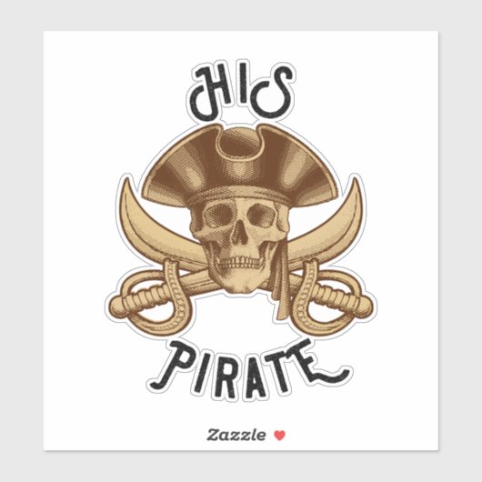 HIS Pirate  Crossbones Skull & Sword Sticker (Vel)