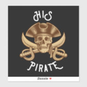 HIS Pirate  Skull & Sword Black Sticker (Vel)