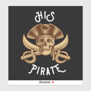 HIS Pirate Skull & Sword Black Sticker