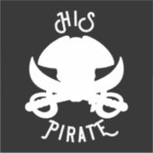 HIS Pirate White Crossbones Skull & Sword Sticker (Voorkant)