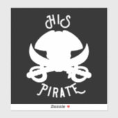 HIS Pirate White Crossbones Skull & Sword Sticker (Vel)