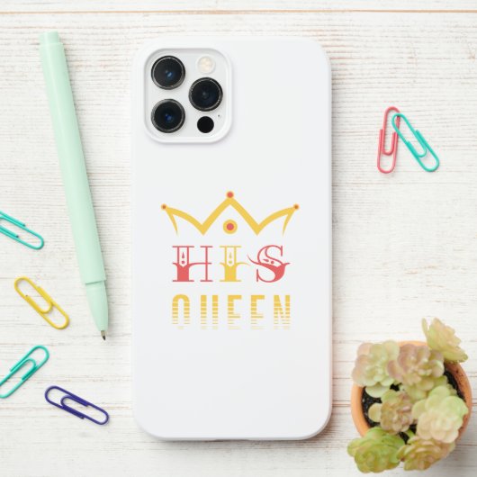 His Queen iPhone Hoesje (Op bureau)