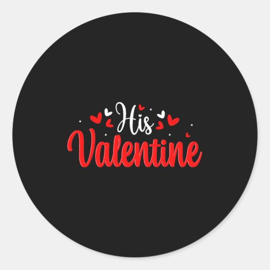 His Valentine Romantic Matching Couples Heart  Ronde Sticker (Voorkant)