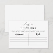 His Vs Hers Advice Card Advieskaart (Voorkant / Achterkant)