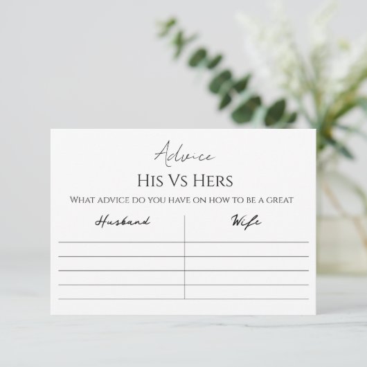 His Vs Hers Advice Card Advieskaart (Staand voorkant)