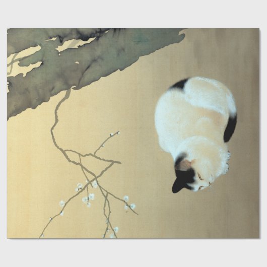 Hishida Shunso Cat en Plum Blossom Cadeaupapier (Vlak)