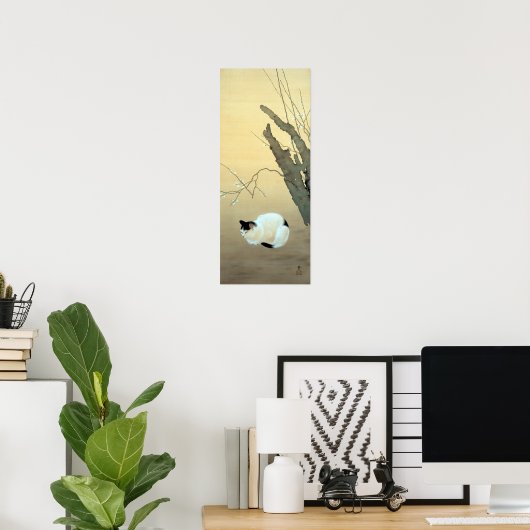 Hishida Shunso Cat en Plum Blossom Poster (Thuiskantoor)