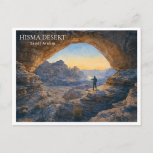 Hisma-woestijn Saudi-Arabië Aquarel Reizen Feestdagenkaart