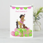 Hispanic Baby Girl Dachshund Party Invitation Kaart (Staand voorkant)