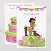 Hispanic Baby Girl Dachshund Party Invitation Kaart (Voorkant / Achterkant)
