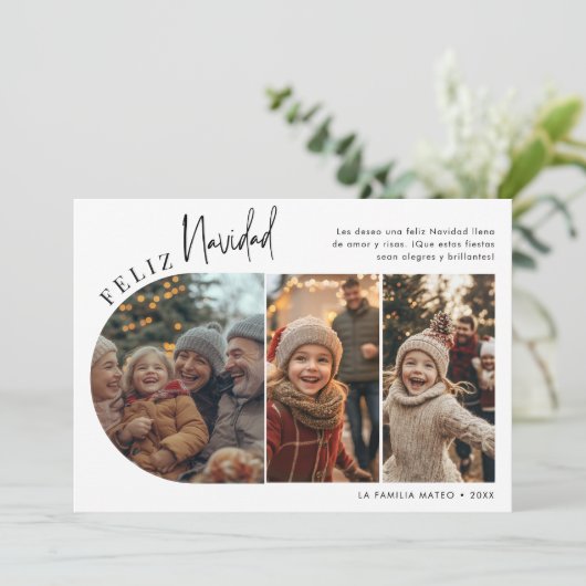 Hispanic Christmas Feliz Navidad Arch Foto Feestdagenkaart (Staand voorkant)