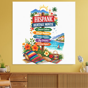 Hispanic Erfgoed Maand Kust Viering Canvas Afdruk