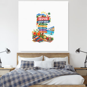Hispanic Erfgoed Maand Kust Viering Canvas Afdruk
