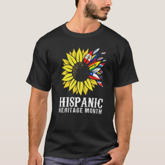 Hispanic Erfgoed Zonnebloem Latino Landen Vlaggen T-shirt