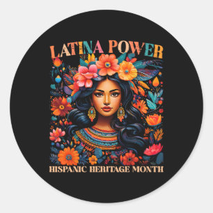 Hispanic Heritage Latina Power Flowers Women Girl Ronde Sticker
