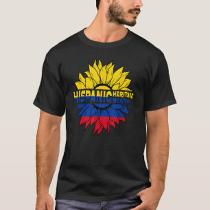 Hispanic Heritage Maand Colombia Vlag Zonnebloem P T-shirt