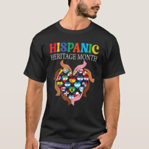 Hispanic Heritage Month Hands Heart Flags Mannen W T-shirt