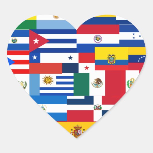 Hispanic Heritage Month Heart Flags Hart Sticker (Voorkant)