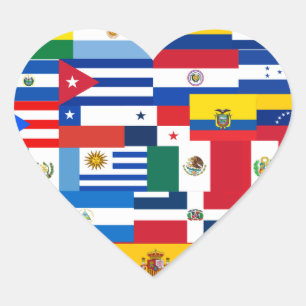 Hispanic Heritage Month Heart Flags Hart Sticker