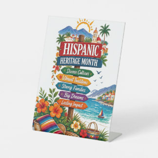 Hispanic Heritage Month Kustviering Reclamebord Met Voetstuk