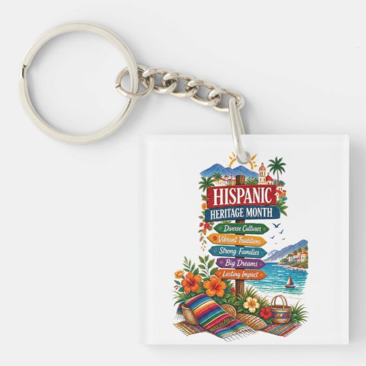 Hispanic Heritage Month Kustviering Sleutelhanger (voorkant)