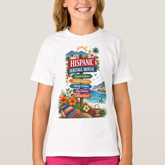 Hispanic Heritage Month Kustviering T-shirt (Voorkant)
