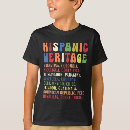 Hispanic Heritage Month Landen Namen T-shirt (Voorkant)