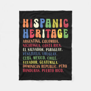 Hispanic Heritage Month Landen Namen T-shirt Fleece Deken