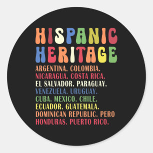 Hispanic Heritage Month Landen Namen T-shirt Ronde Sticker