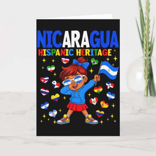 Hispanic Heritage Month Nicaragua Flag Nicaraguan Kaart (Voorkant)
