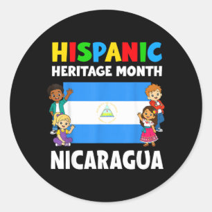 Hispanic Heritage Month Nicaragua Vlag Jongens Mei Ronde Sticker
