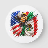 Hispanic Heritage Month VS Mexico Vlag Ronde Klok (Voorkant)