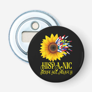 Hispanic Heritage Month Zonnebloem Latino Amerikan Button Flesopener