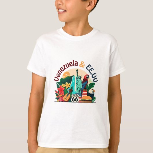 Hispanic Heritage – Venezuela & USA Design T-shirt (Voorkant)