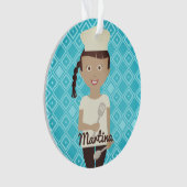 Hispanic meisje chef-kok pet spatel gepersonalisee ornament (voorkant)