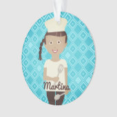 Hispanic meisje chef-kok pet spatel gepersonalisee ornament (voorkant)